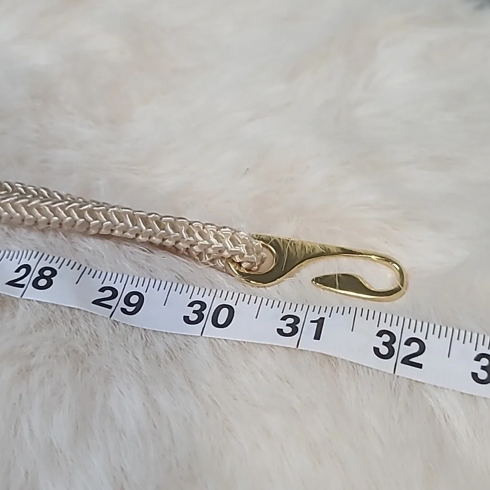 Vintage Braided Satin Rope Belt with Gold Accent